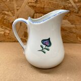 Antique Deshoulleres Deswarte Pitcher White Ceramic Painted Decor Vintage