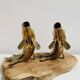 Pair of koi carp vases in brass, animal sculpture