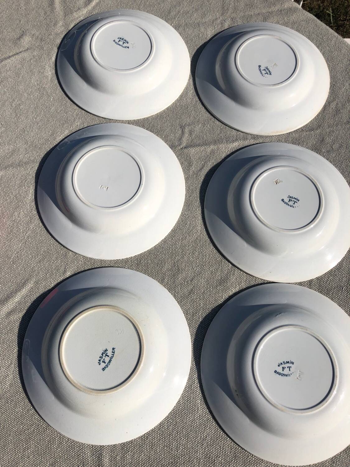 6 Badonviller soup plates Jasmin model