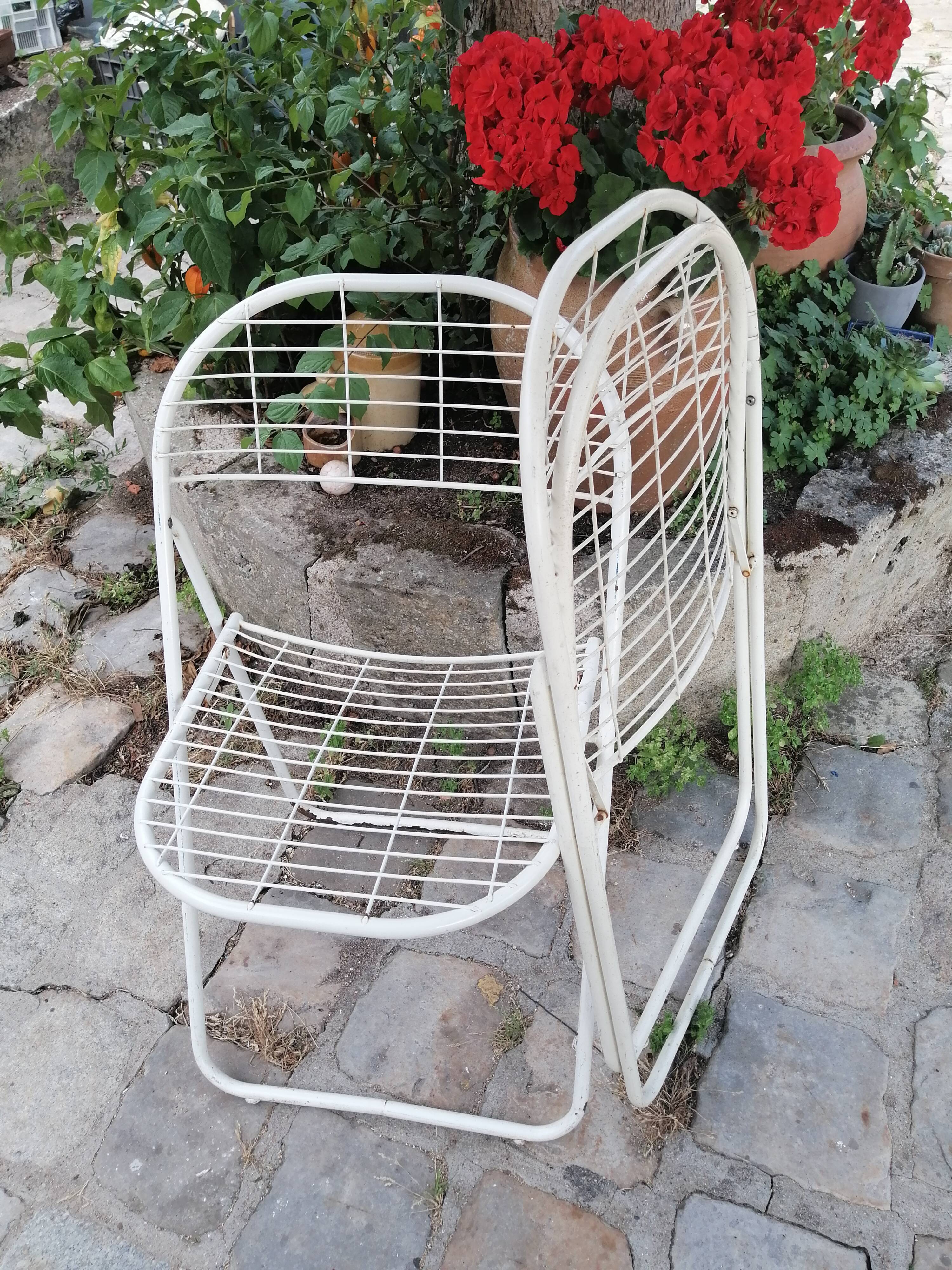 Duo de chaises pliantes en métal blanc