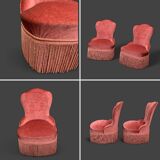 Pair of vintage pink velvet toad armchairs 1960