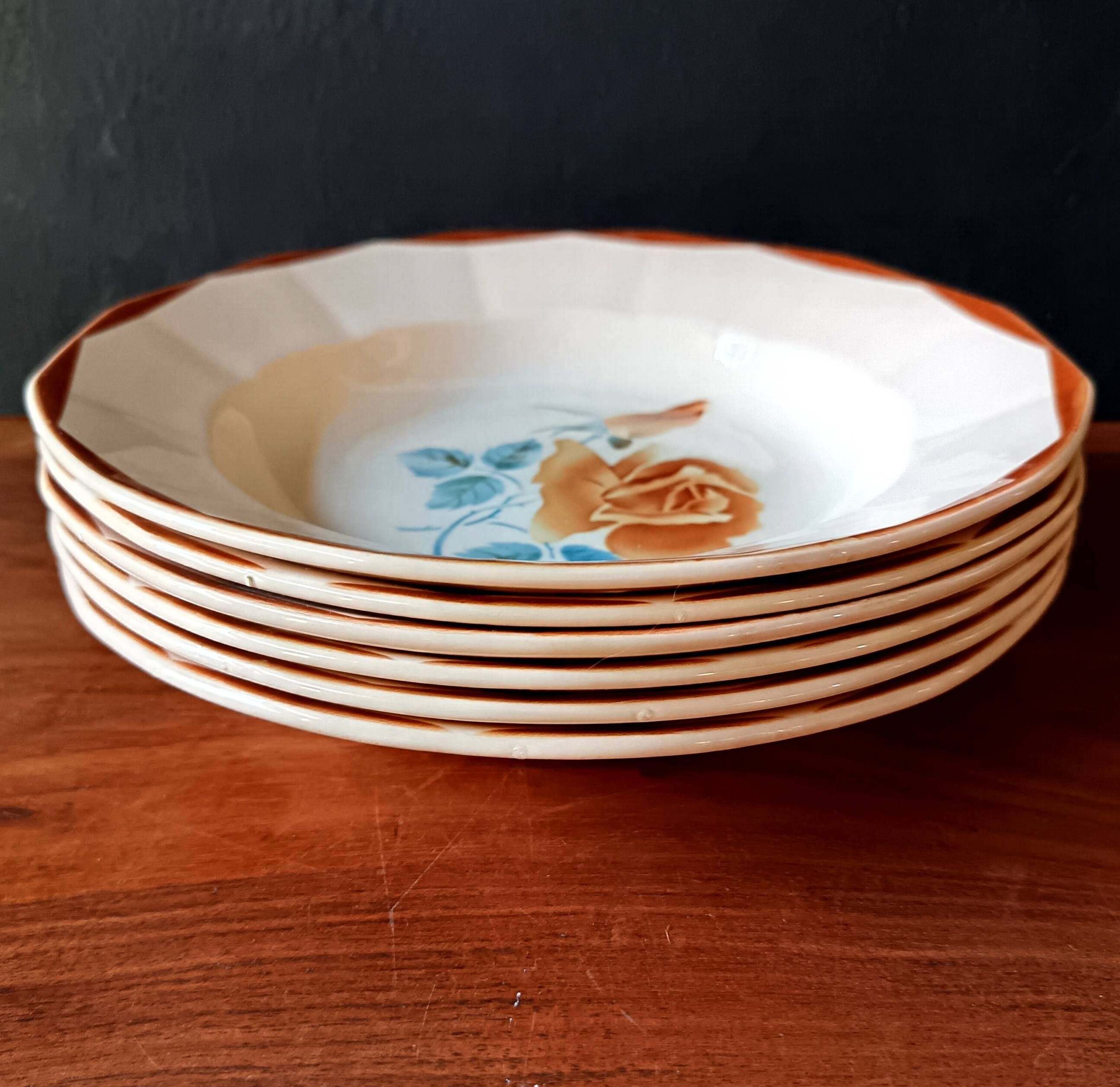 6 vintage soup plates Sarreguemines Digoin