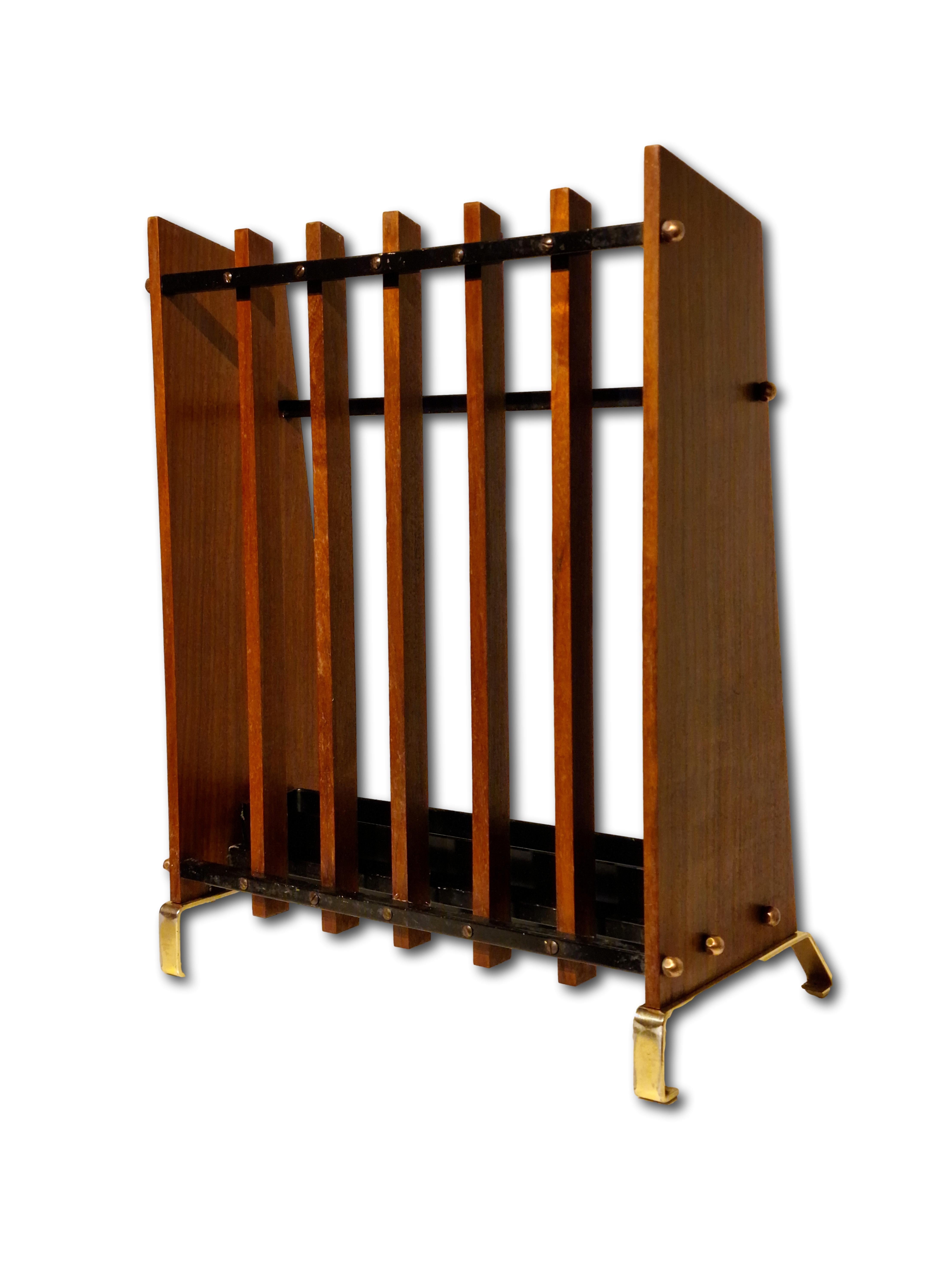 Italian umbrella door in teak and metal, 1960s