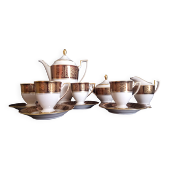 German Waldershof Bavaria porcelain coffee service, handmade decoration in 22 Carat gold