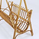 Bamboo and rattan magazine rack in the style of Franco Albini, Italy, 1950s.