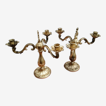 Paire de chandeliers en bronze doré