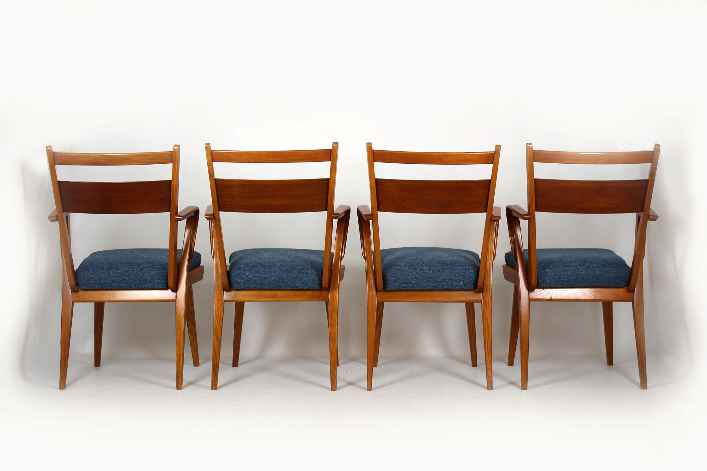 Ash & walnut dining chairs from Jitona Sobeslav, 1950