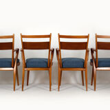 Ash & walnut dining chairs from Jitona Sobeslav, 1950