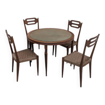 Interwar Italian Rationalist Set: Table and 4 Chairs