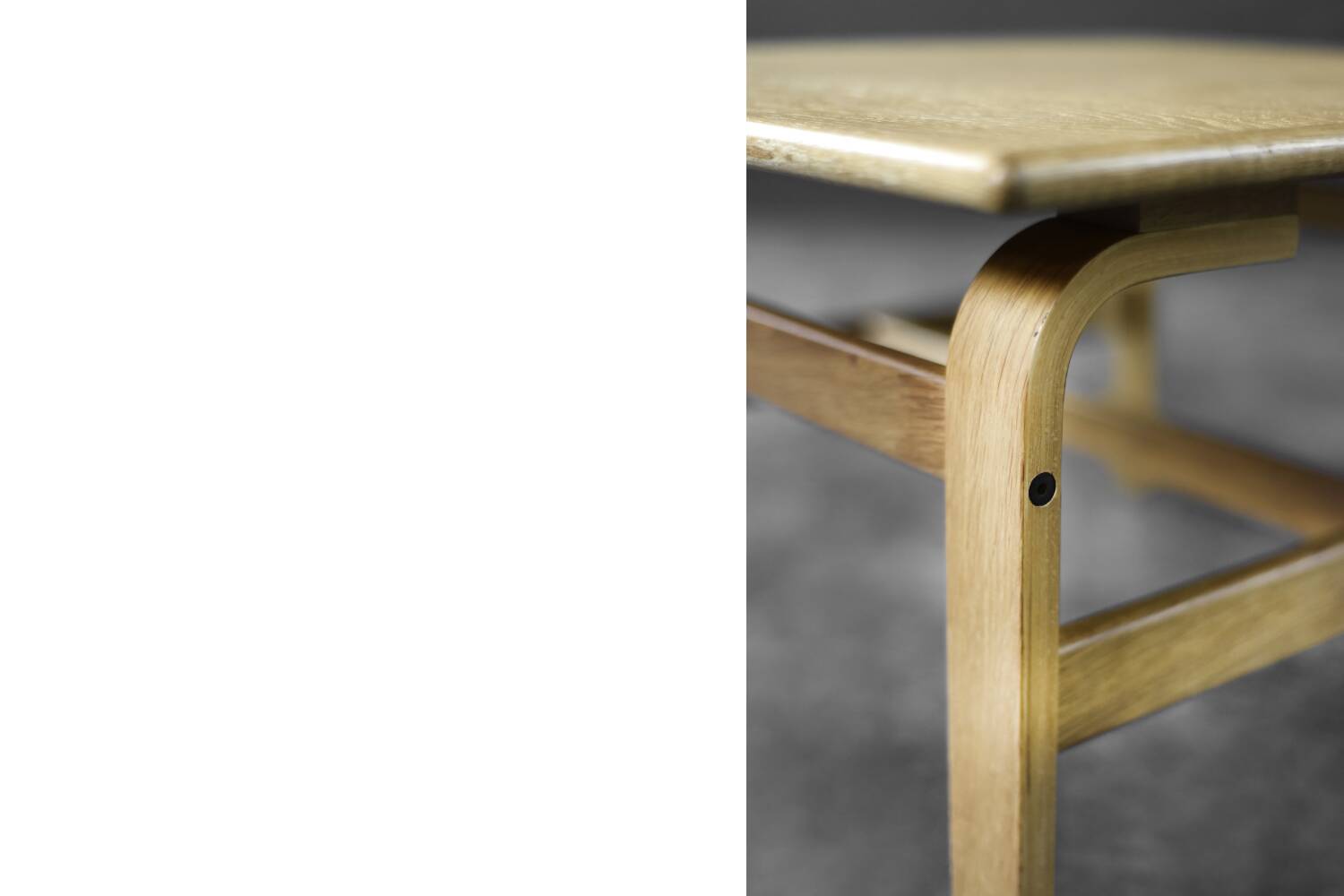 Vintage Mid-Century Scandinavian Modern Low Brown Oak Coffee Table