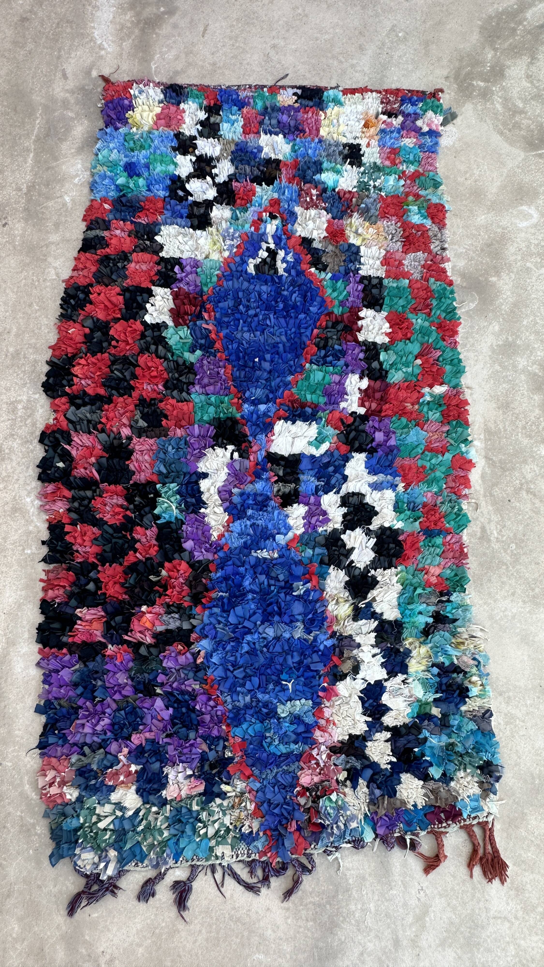 Tapis Marocain Boucherouite coloré - 92 x 183 cm