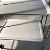 Vintage folding trolley in chromed metal and enamelled trays