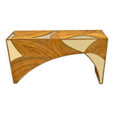Console en rotin et laiton de style italien par Vivai del Sud