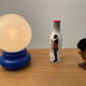 Bedside lamp globe opaline and plastic Space age 70s