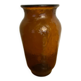 Vintage henkel amber molded glass vase, 1960s, germany