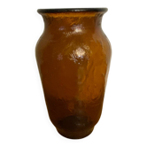 Vase ancien henkel verre moulé ambré années 60 germany vintage