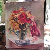 Tableau ancien nature morte florale