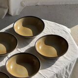 Set of 8 brown-rimmed stoneware deep plates Atelier Saint Simon D19.5