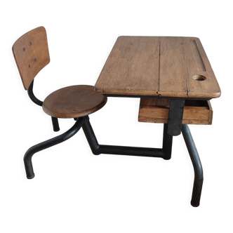 Vintage school desk wood and metal