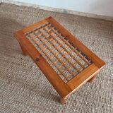 Pine and glass coffee table