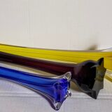 Trio de soliflores en verre étiré anciens