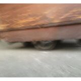 Vintage industrial workshop trolley in wooden rolling crate