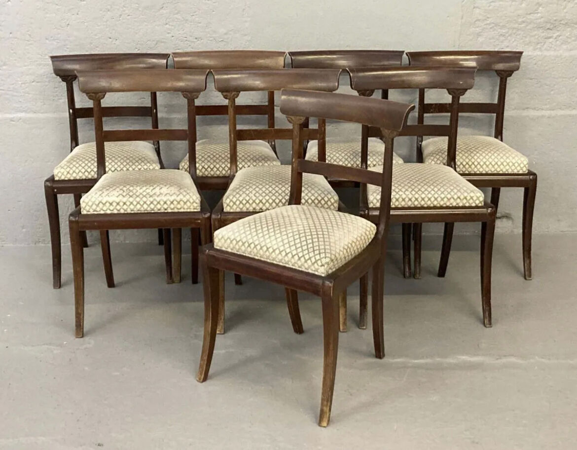 Suite of 8 Directoire style chairs - English