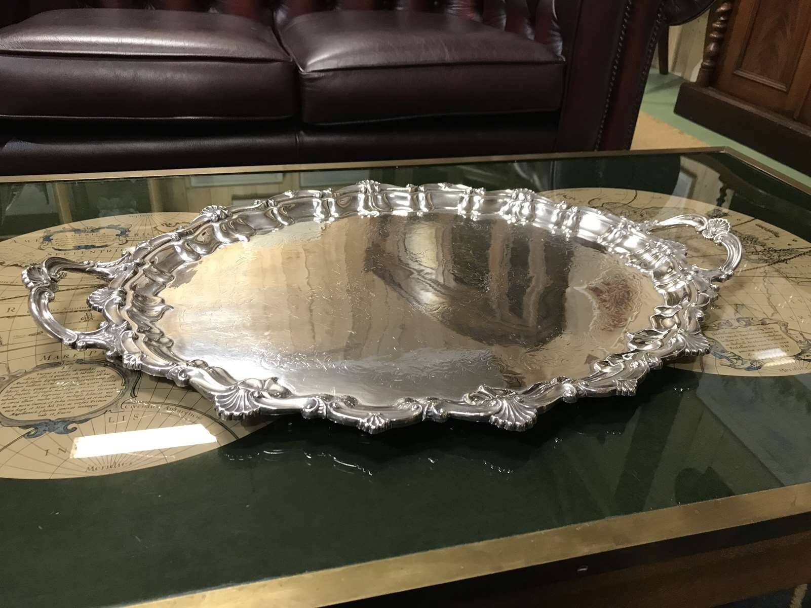 Large English silver plated tray from the 1930s