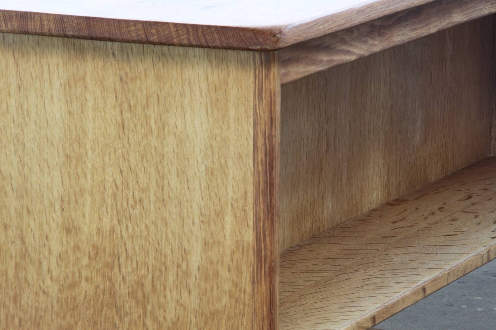 Vintage Mid-Century Oak Desk with 6 Drawers, Open Back, Kjærnulf Style