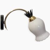 Duo of opaline brass wall lamps black or white finish of your choice