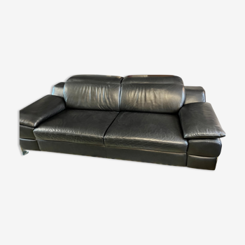 Black leather sofa