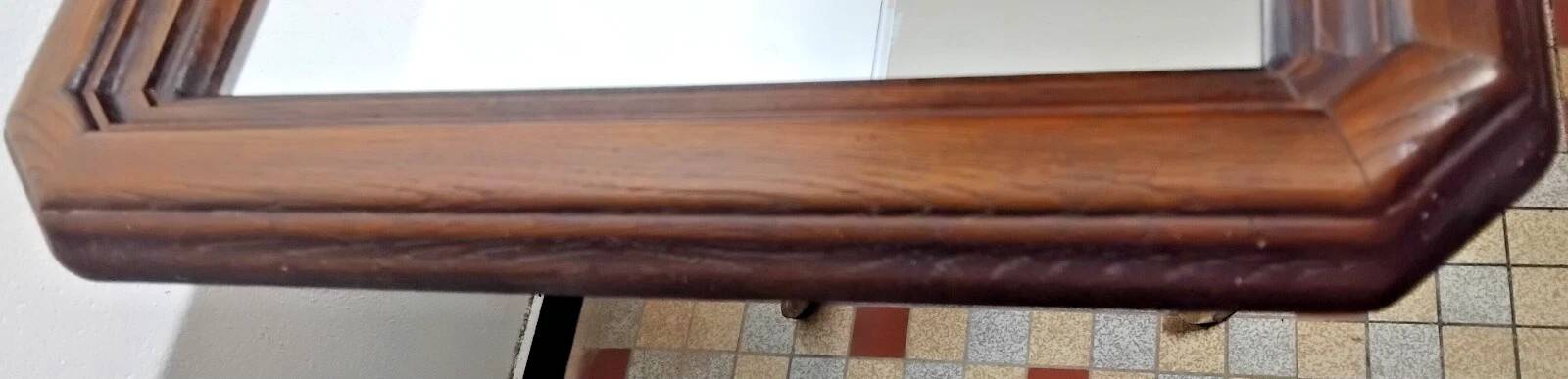 Vintage wooden rectangular mirror 129 x 39 cm