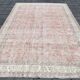 Soft Pink Oversize Vintage Turkish Floral Carpet Rug, 219x313 Cm