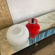 Red and white bedside lamp in opaline.