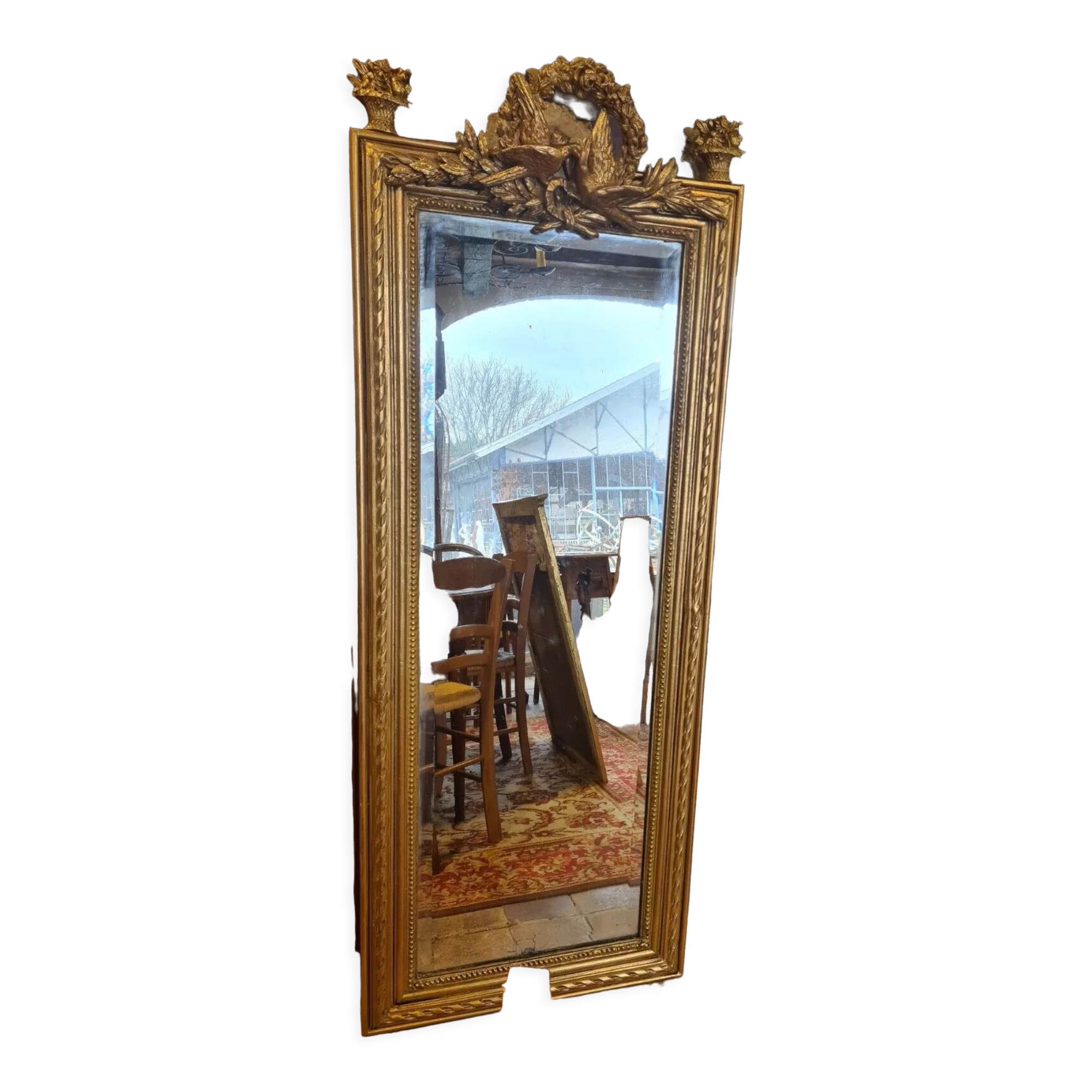 Golden mirror with doves