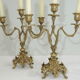 Pair of candle holders / golden brass / vintage / candelabra