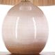 Lampe beige en céramique, abat jour en raphia, années 60