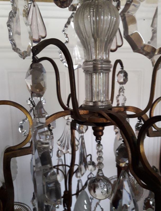 Louis XV-style bronze cage and crystal Baccarat chandelier