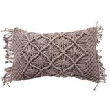 Coussin macramé violet clair tressé 30x50 cm