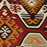 5x9 Faded Red Bohemian Kilim Rug, Wool Handknotted Rug, 148x259