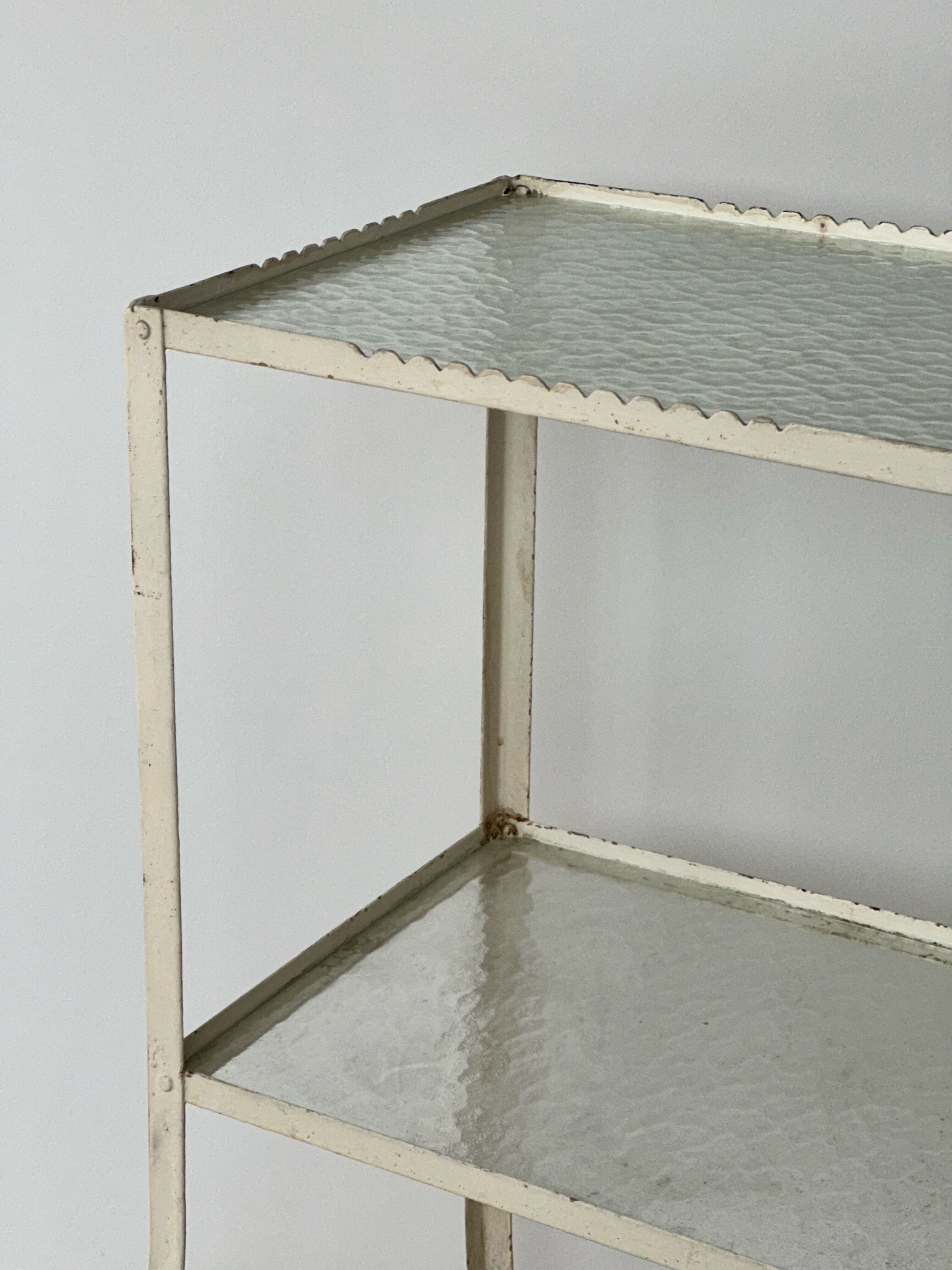 Industrial furniture serving or metal dentist's side table from the 1930s