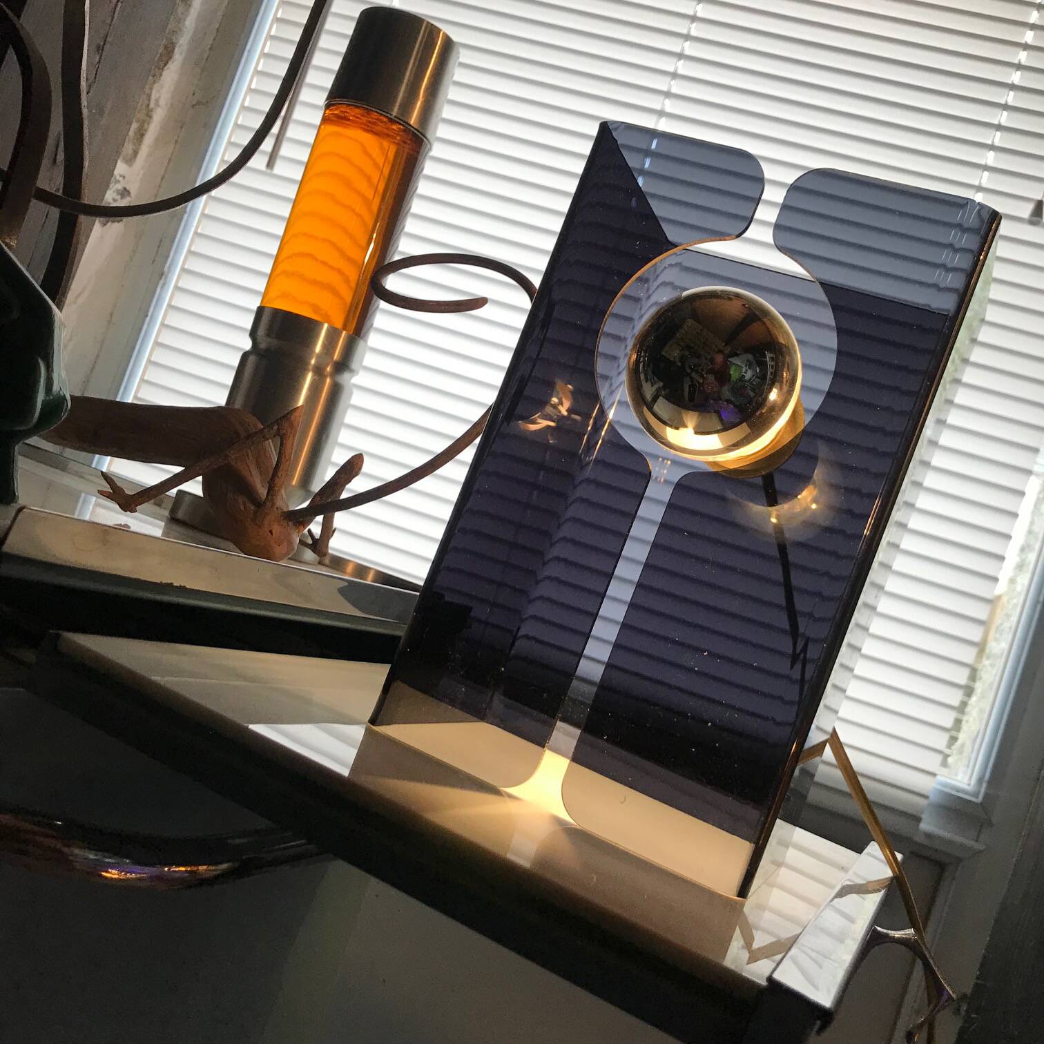 Vintage Table Lamp • V.SmokedGray • Space Age • 1970