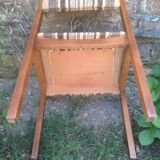 Vintage Scandinavian chairs in fabric and wooden footing.