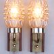 Set Wall lamps Danish teak with brass and glass.