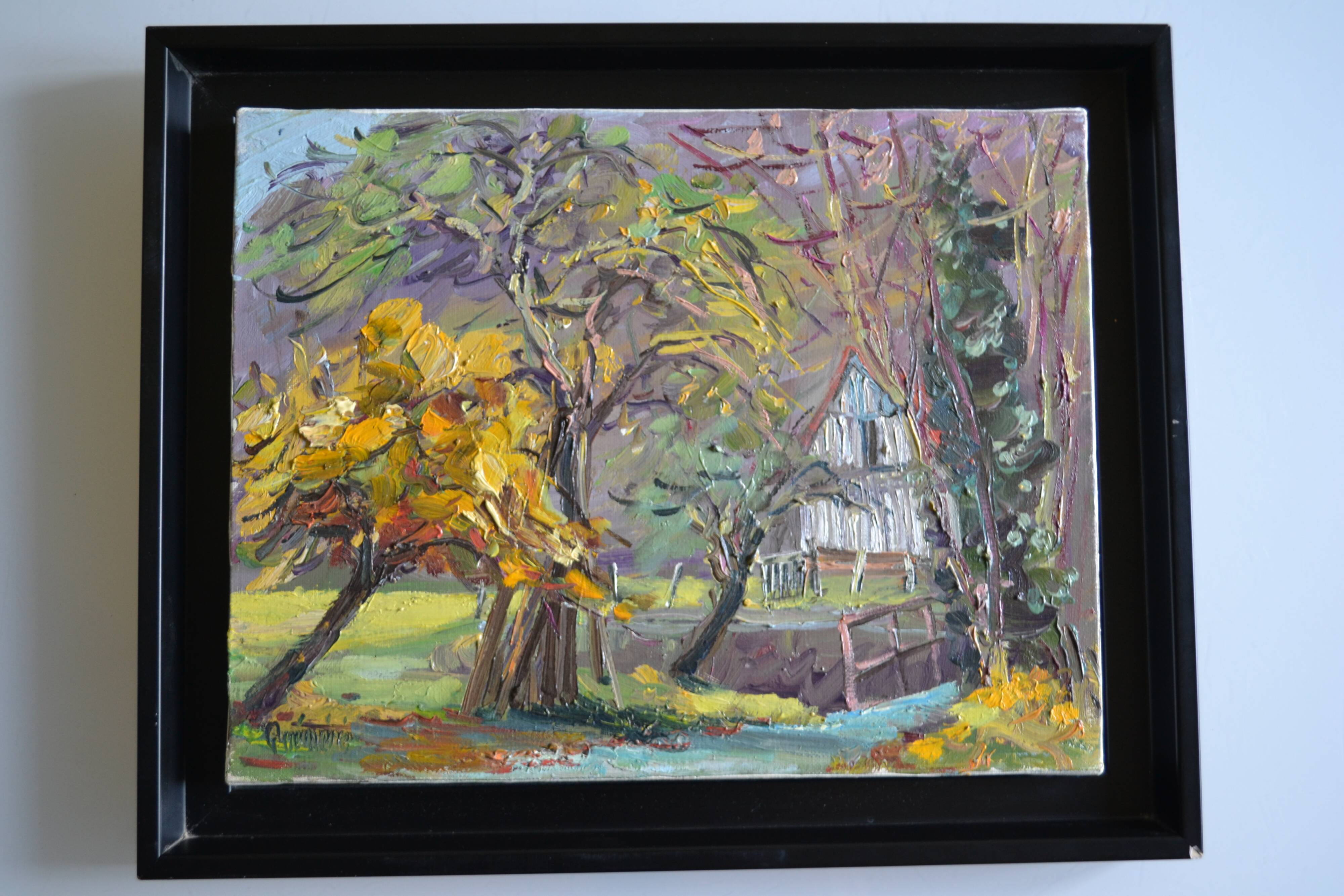 Rural landscape painting HST signed and framed