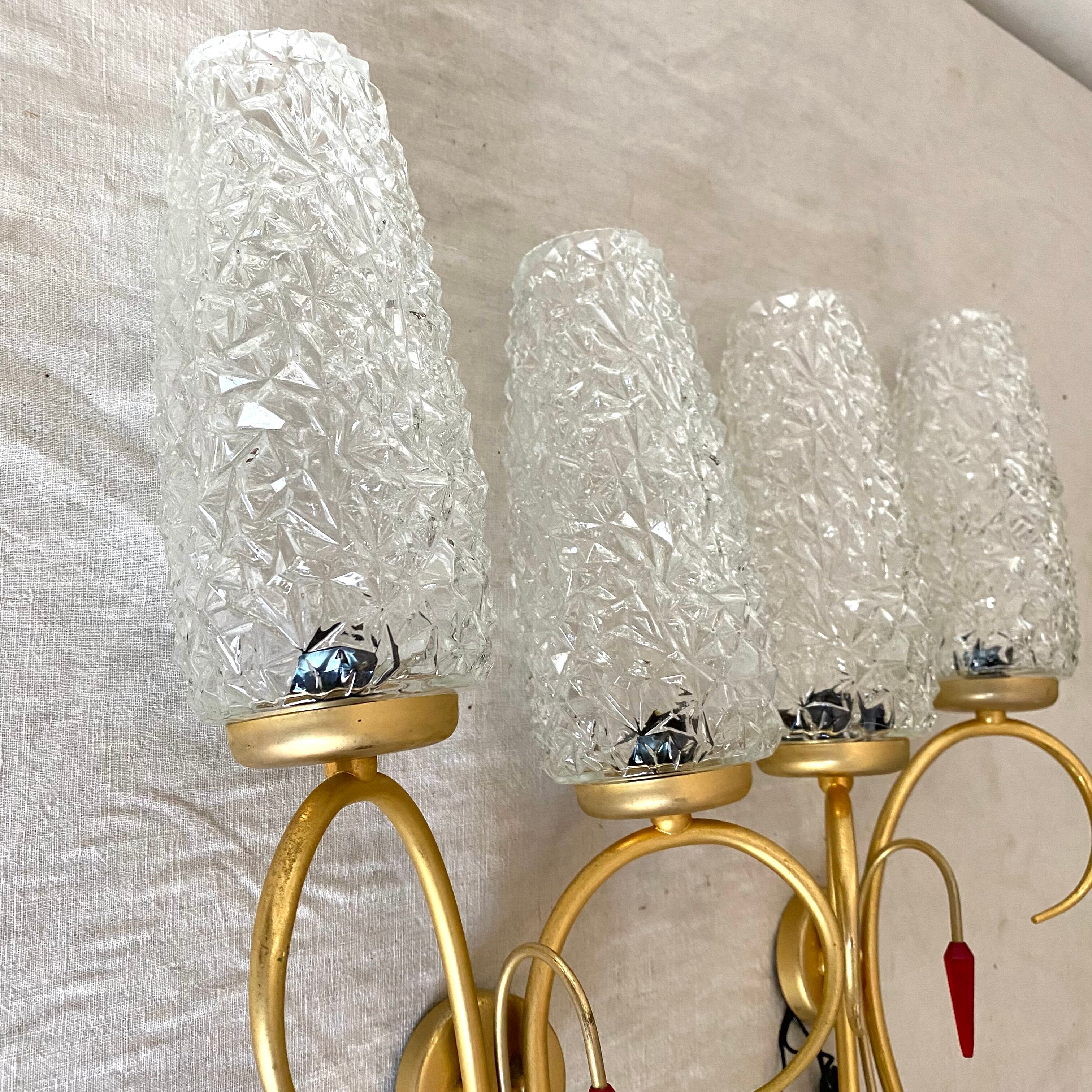 Pair of double design wall lamps 60s