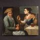 Antique Lombard painting from the 17th century, interior scene