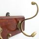 Art Nouveau coatrack in brass and oak, France ca. 1900