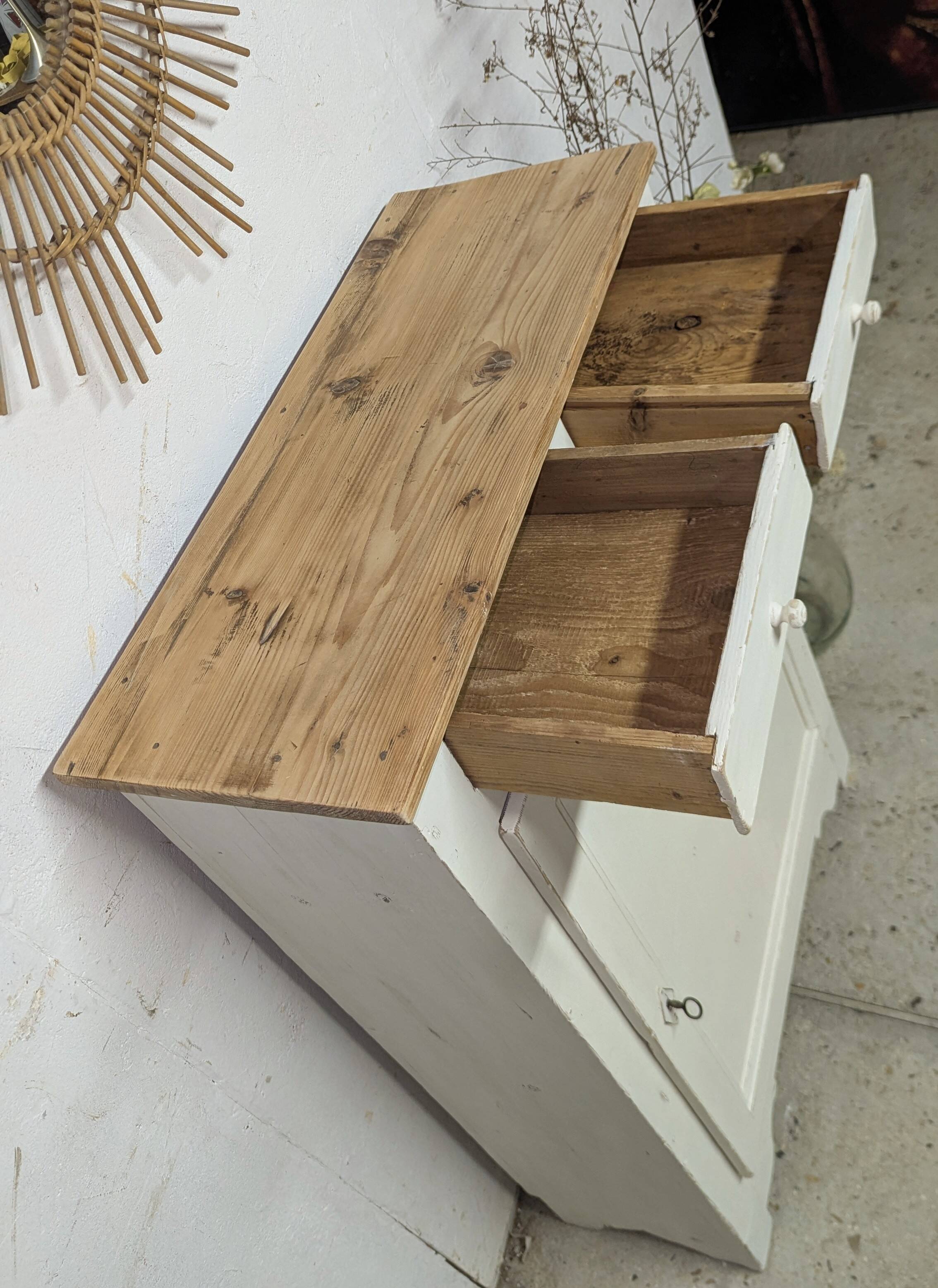 Old vintage Parisian pine patina buffet