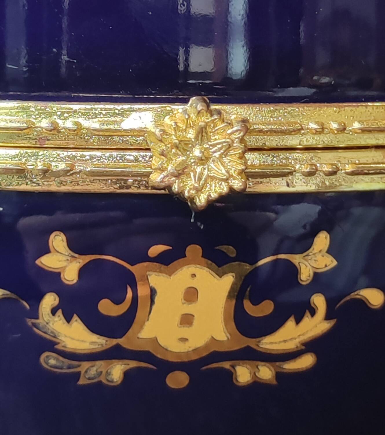 Old Large Egg Porcelain Jewelry Box Set